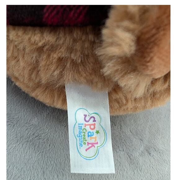 Spark Create Imagine Moose Red Black Plaid 15" Plush with a Rattle SOOO SOFT!!! - Picture 6 of 6